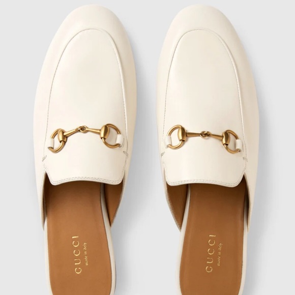 GUCCI PRINCETOWN WHITE LEATHER SLIPPERS SIZE 40.5 - Picture 1 of 15